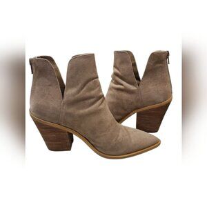 Abound SZ 9.5 Cowgirl Chic Tan Callan Bootie Back Zip 3.5" Block Heel 4.5" Shaft